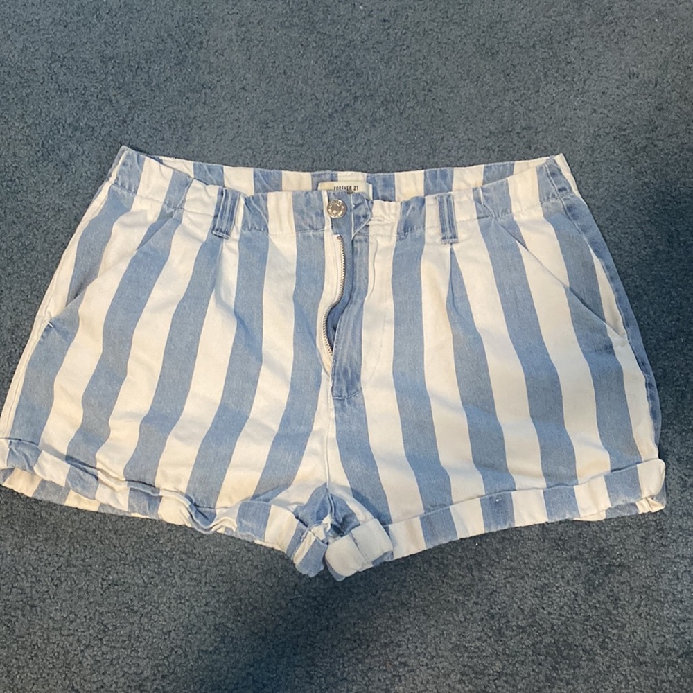 forever 21 striped jean shorts